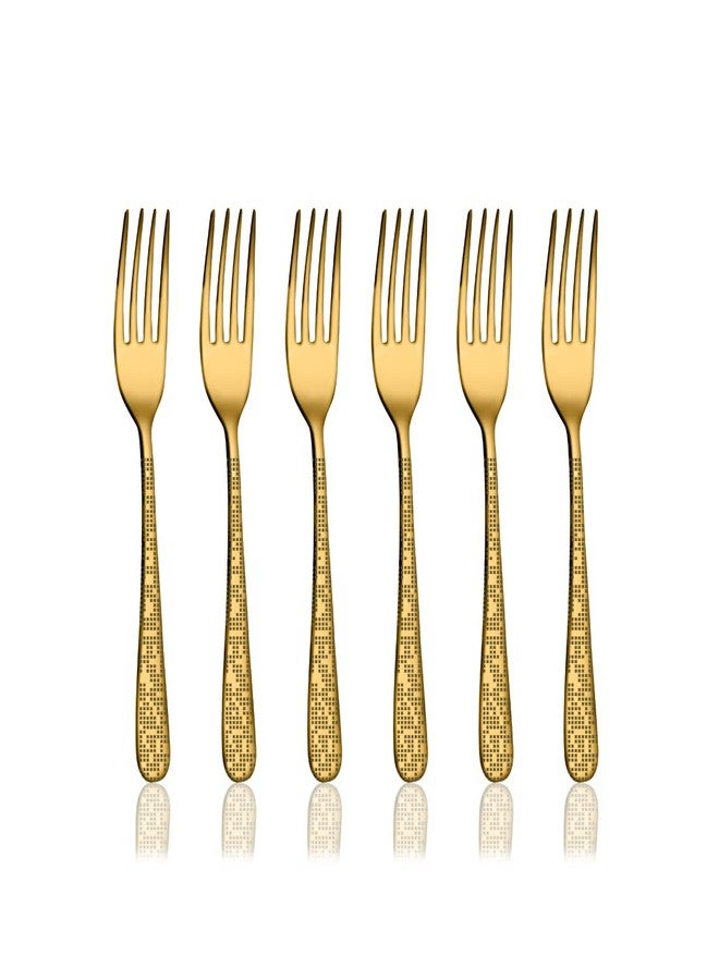 Shri & Sam Stainless Steel Monika Gold PVD Coating with Laser Desert Fork, 6 Pieces - Image 1